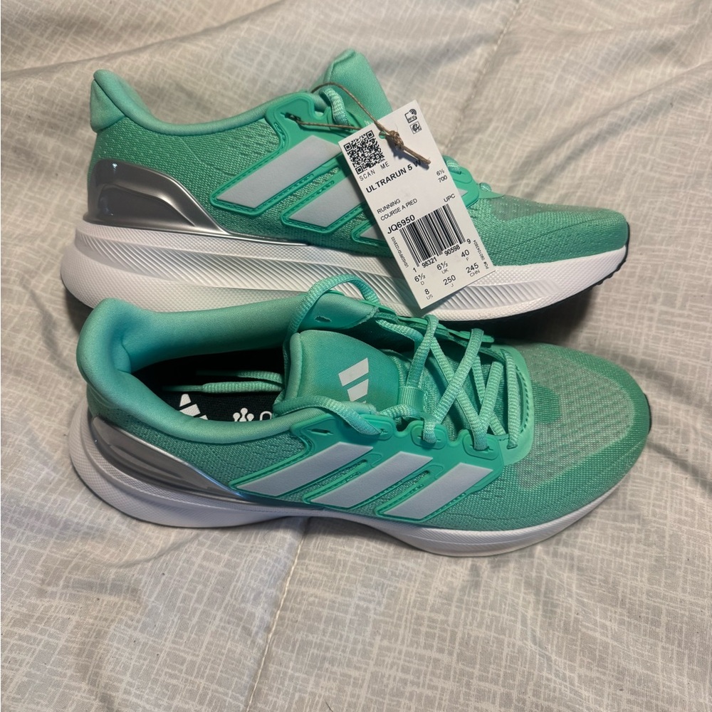 adidas Mint Green Women's Running Sneakers with White Stripes